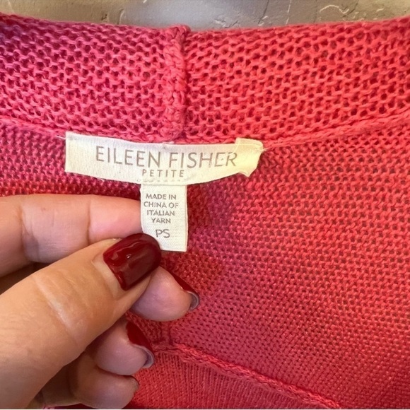 Eileen Fisher 100% Hemp coral pink coordinate knit Set,top and open cardigan - Picture 5 of 16